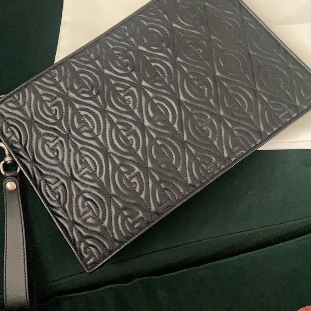 Gucci Calfskin Rhombus Zip Pouch
